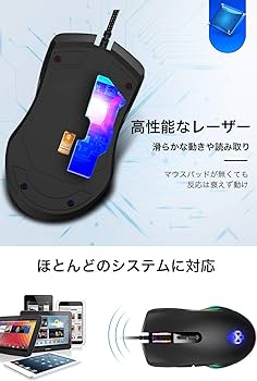 Amazon | 【最大6400dpi】 マウス ゲーミングマウス 光学式マウス 高